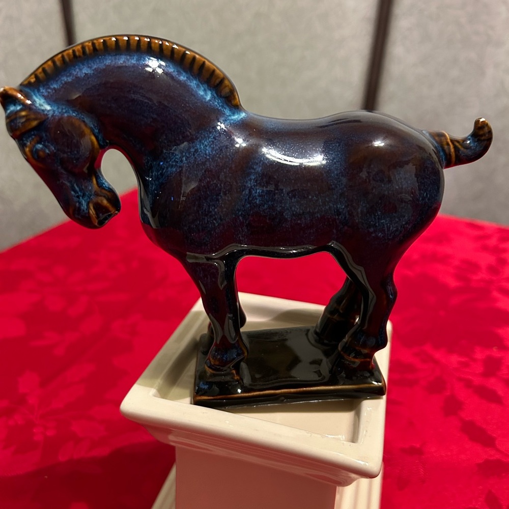Vintage Blue Horse stamped